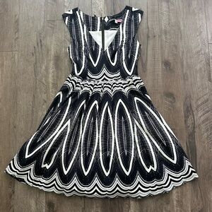 EUC Tracy Reese x Anthropologie Black and White Silk Printed Dress Size 0